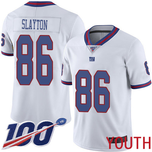 Youth New York Giants #86 Darius Slayton Limited White Rush Vapor Untouchable 100th Season Football NFL Jersey